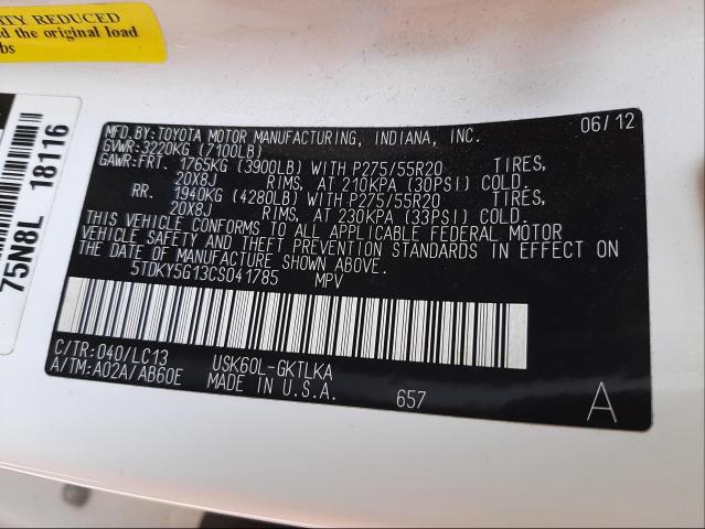 2012 TOYOTA SEQUOIA LI 5TDKY5G13CS041785