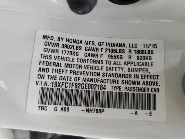 2016 HONDA CIVIC TOUR 19XFC1F92GE002184