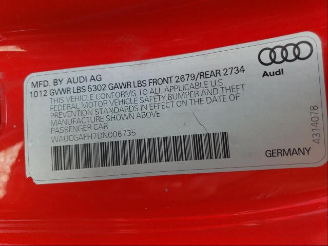 2013 AUDI S5 PREMIUM WAUCGAFH7DN006735