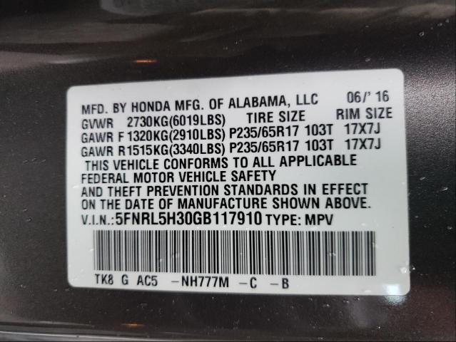 2016 HONDA ODYSSEY SE 5FNRL5H30GB117910