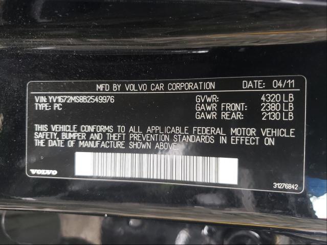 2011 VOLVO S40 T5 YV1672MS8B2549976
