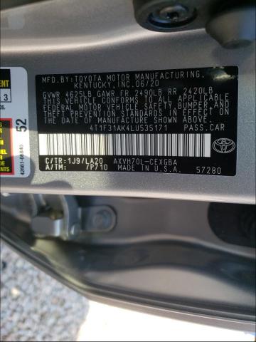 2020 TOYOTA CAMRY XLE 4T1F31AK4LU535171