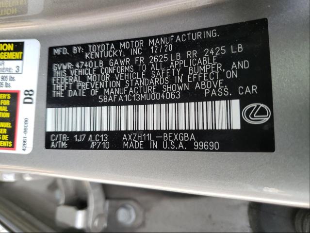 2021 LEXUS ES 300H UL 58AFA1C13MU004063