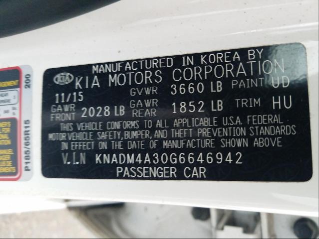 KNADM4A30G6646942 KIA RIO LX