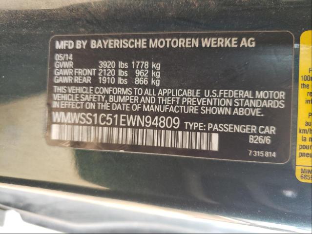2014 MINI COOPER PAC WMWSS1C51EWN94809