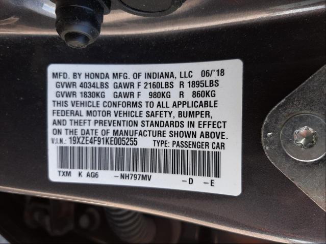 2019 HONDA INSIGHT TO 19XZE4F91KE005255