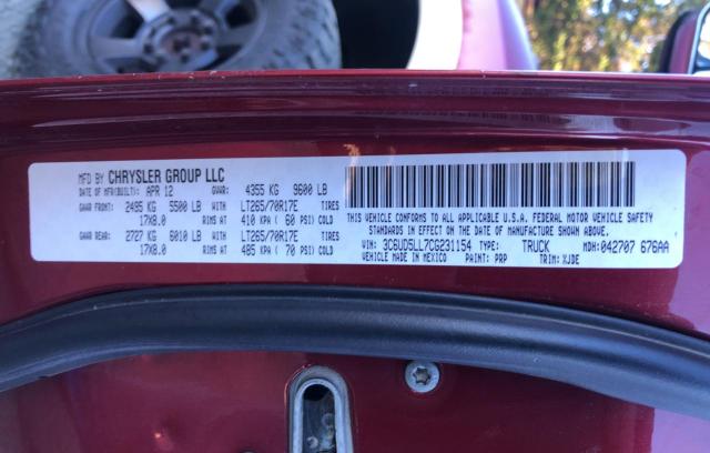 2012 DODGE RAM 2500 L 3C6UD5LL7CG231154