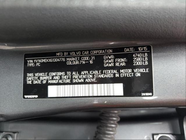 2016 VOLVO V60 T5 PRE YV140MEKXG1304776