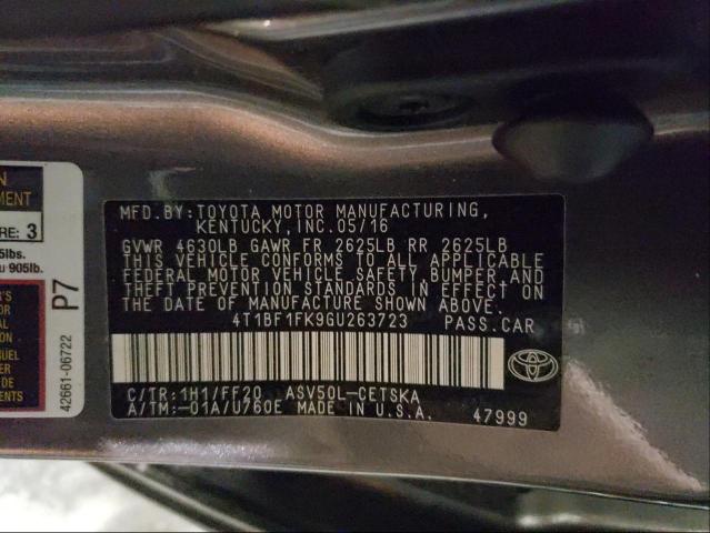 2016 TOYOTA CAMRY LE 4T1BF1FK9GU263723