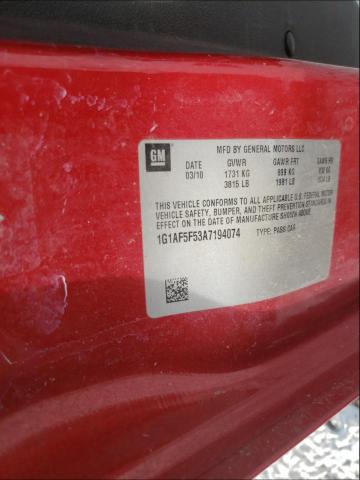 2010 CHEVROLET COBALT 2LT 1G1AF5F53A7194074