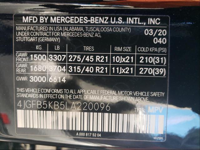 2020 MERCEDES-BENZ GLE 450 4M 4JGFB5KB5LA220096