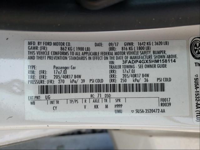 2017 FORD FIESTA ST 3FADP4GX5HM158114