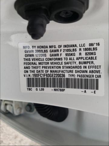 2016 HONDA CIVIC TOUR 19XFC1F93GE220036