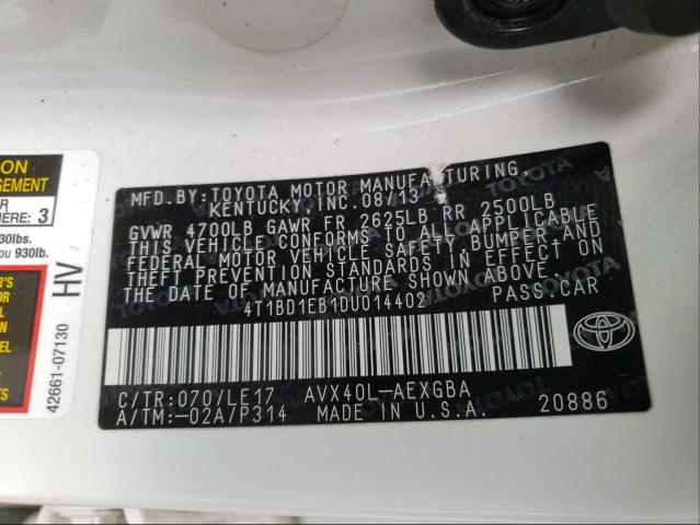 2013 TOYOTA AVALON HYB 4T1BD1EB1DU014402