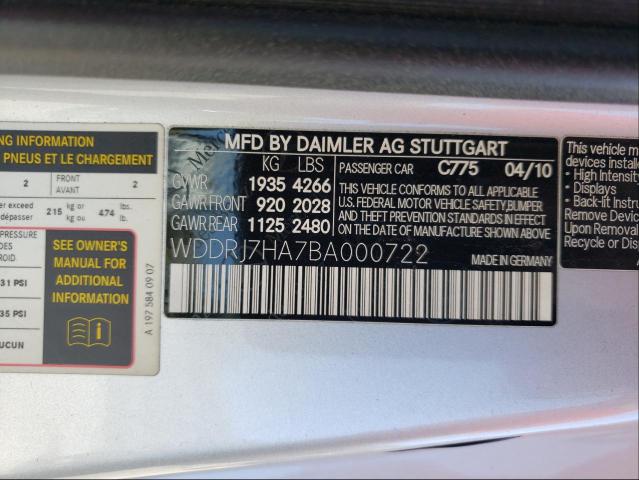 2011 MERCEDES-BENZ SLS AMG WDDRJ7HA7BA000722