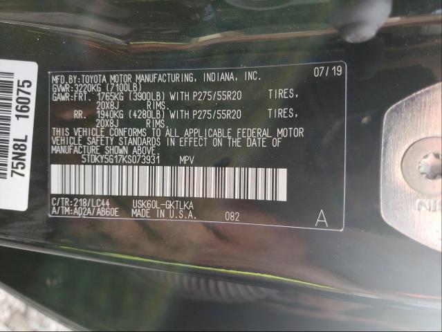 2019 TOYOTA SEQUOIA LI 5TDKY5G17KS073931