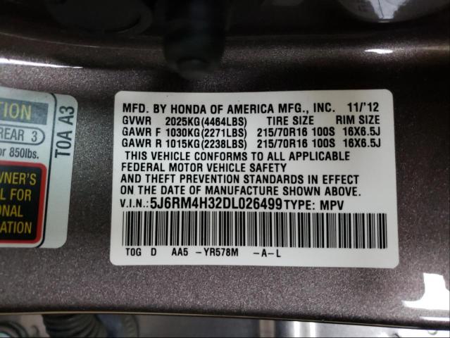 2013 HONDA CR-V 5J6RM4H32DL026499