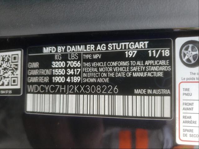 VIN WDCYC7HJ2KX308226 2019 Mercedes-Benz G-Class, 6... no.10