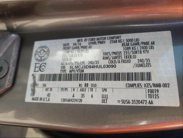 2017 LINCOLN MKC RESERV 5LMCJ3D94HUL03090