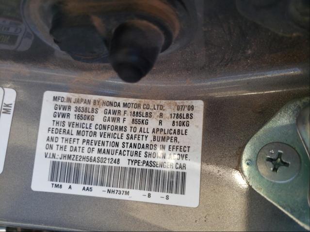 2010 HONDA INSIGHT LX JHMZE2H56AS021248
