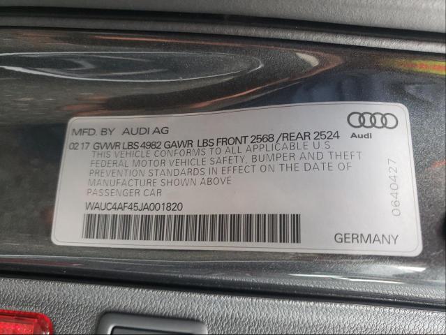2018 AUDI S4 PRESTIG WAUC4AF45JA001820