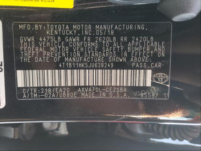 2018 TOYOTA CAMRY L 4T1B11HK5JU638249