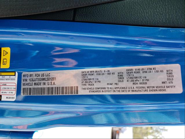 2021 JEEP GLADIATOR 1C6JJTEG9ML501201