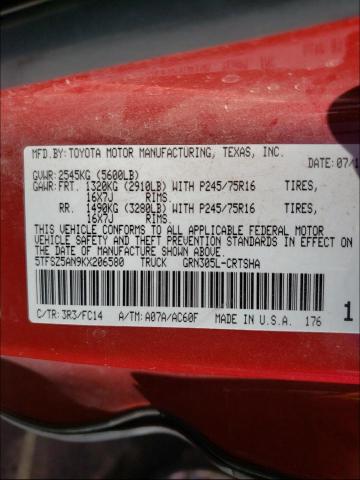 2019 TOYOTA TACOMA SR5 5TFSZ5AN9KX206580
