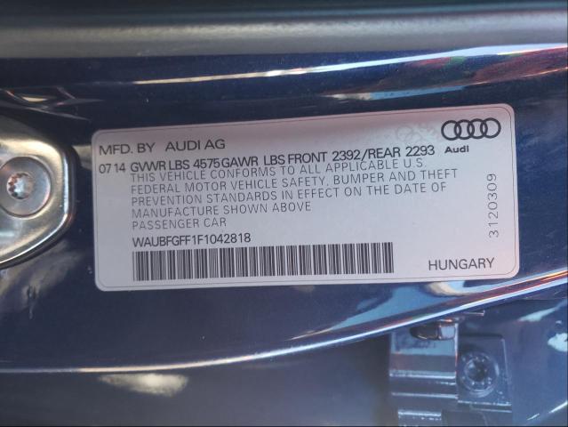 2015 AUDI A3 QUATTRO WAUBFGFF1F1042818