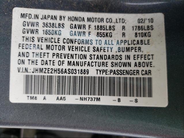 2010 HONDA INSIGHT LX JHMZE2H56AS031889