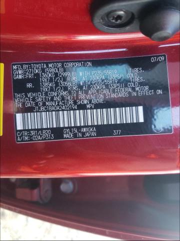 2010 LEXUS RX 450 JTJBC1BA0A2402194