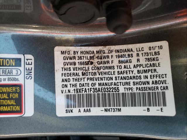 2010 HONDA CIVIC VP 19XFA1F35AE032255