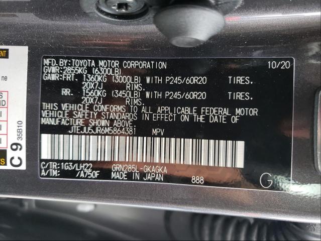 2021 TOYOTA 4RUNNER NI JTEJU5JR6M5864381