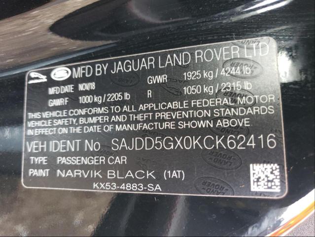 2019 JAGUAR F-TYPE SAJDD5GX0KCK62416