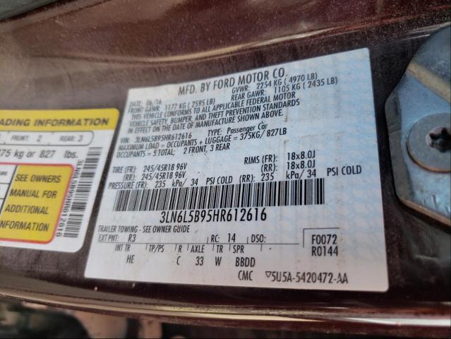 2017 LINCOLN MKZ PREMIE 3LN6L5B95HR612616