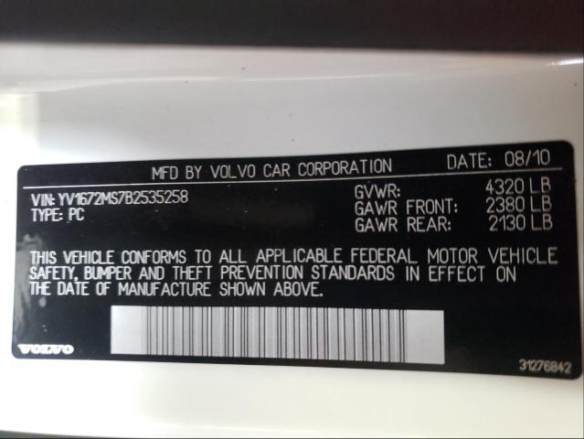 2011 VOLVO S40 T5 YV1672MS7B2535258