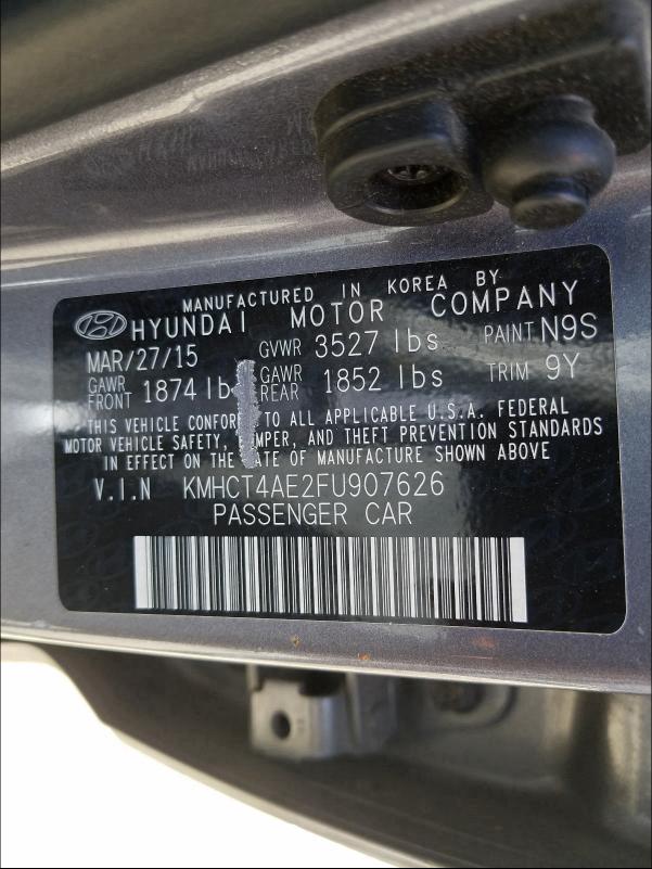 2015 HYUNDAI ACCENT GLS KMHCT4AE2FU907626
