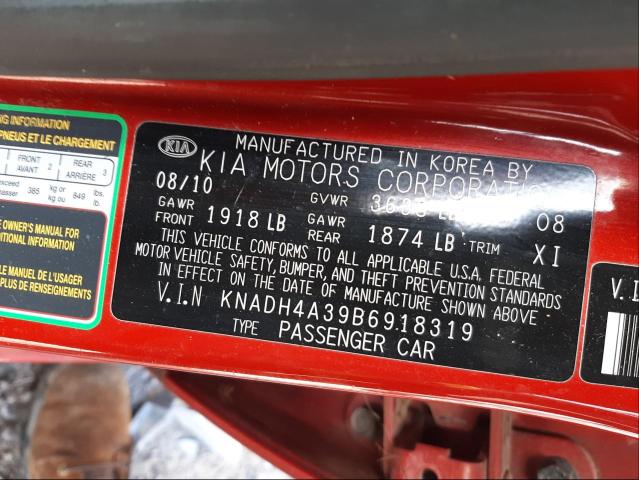 2011 KIA RIO BASE KNADH4A39B6918319