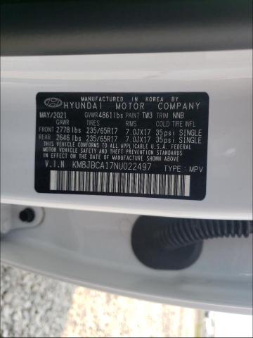 2022 HYUNDAI TUCSON BLU KM8JBCA17NU022497