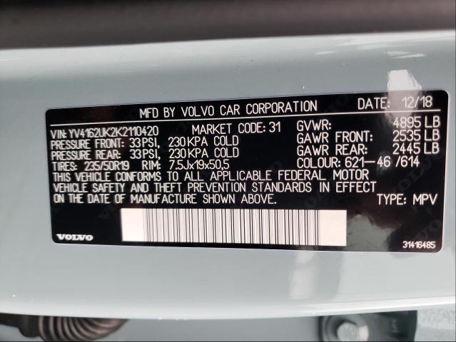 2019 VOLVO XC40 T5 MO YV4162UK2K2110420