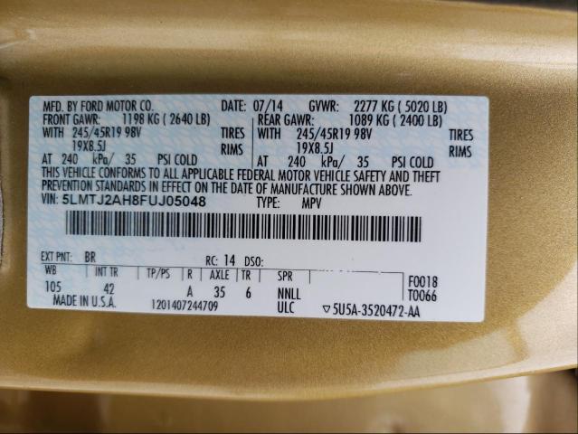 2015 LINCOLN MKC 5LMTJ2AH8FUJ05048
