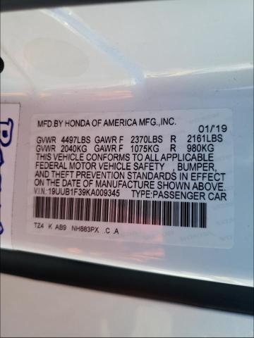 2019 ACURA TLX 19UUB1F39KA009345
