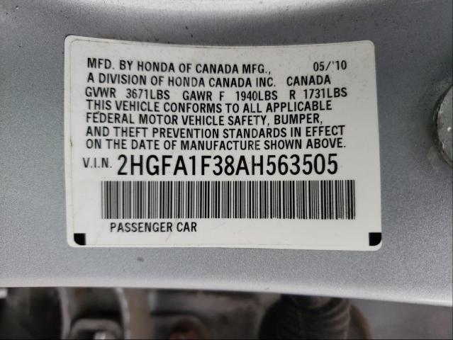 2010 HONDA CIVIC VP 2HGFA1F38AH563505