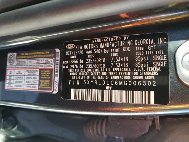 2021 KIA SORRENTOLX 5XYRLDLC6MG006302