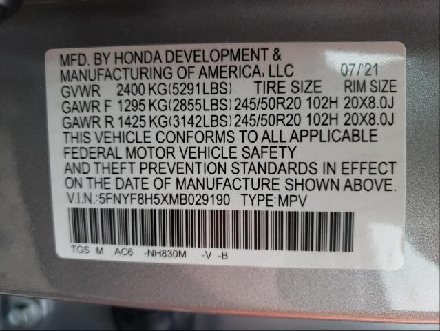 2021 HONDA PASSPORT E 5FNYF8H5XMB029190