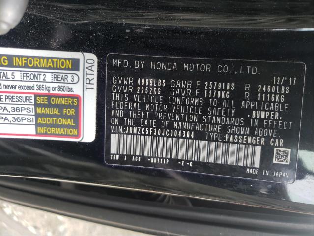 2018 HONDA CLARITY TO JHMZC5F30JC004304