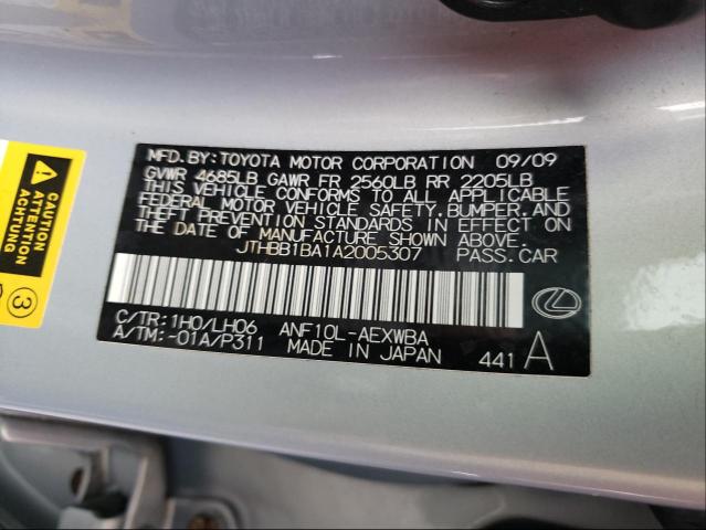 2010 LEXUS HS 250H JTHBB1BA1A2005307