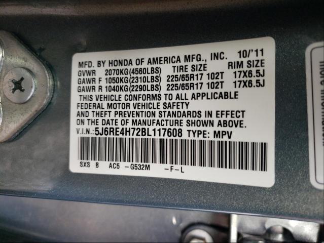 2011 HONDA CR-V EXL 5J6RE4H72BL117608