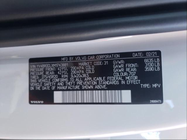 2021 VOLVO XC90 T8 RE YV4BR0CLXM1743881