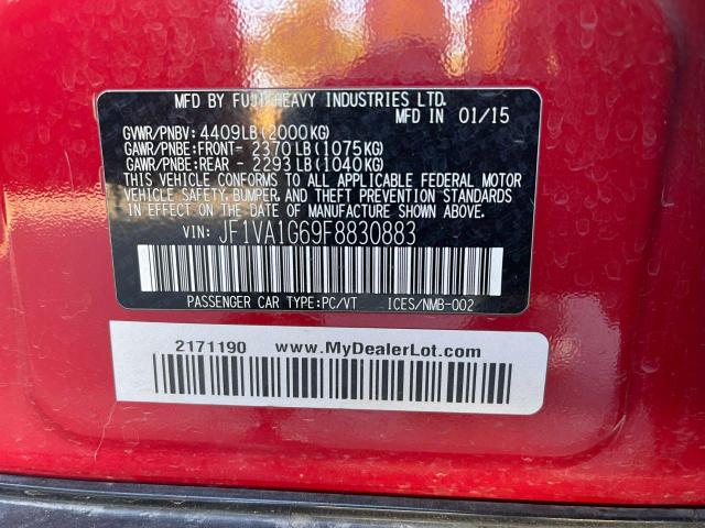 2015 SUBARU WRX LIMITE JF1VA1G69F8830883